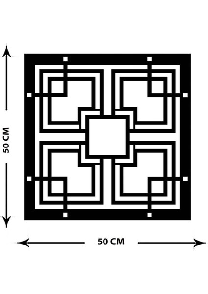 - Pencere Metal Duvar Tablosu - Ev Duvar Dekorasyonu - 50 X 50 - Cm -Siyah - Deco-187