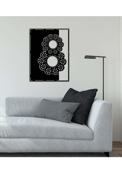 - Çiçeksi Metal Duvar Tablosu - Ev Duvar Dekorasyonu - 60 X 45 - Cm -Siyah - Deco-133 fiyatları