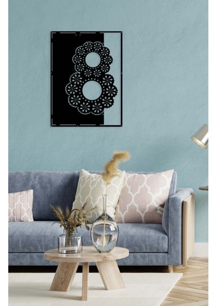 - Çiçeksi Metal Duvar Tablosu - Ev Duvar Dekorasyonu - 60 X 45 - Cm -Siyah - Deco-133 modelleri