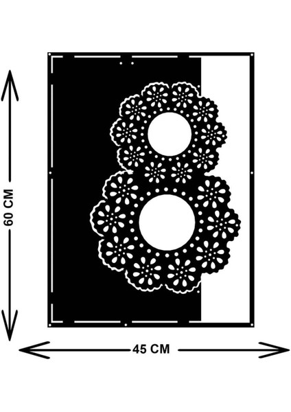 - Çiçeksi Metal Duvar Tablosu - Ev Duvar Dekorasyonu - 60 X 45 - Cm -Siyah - Deco-133 indirimleri