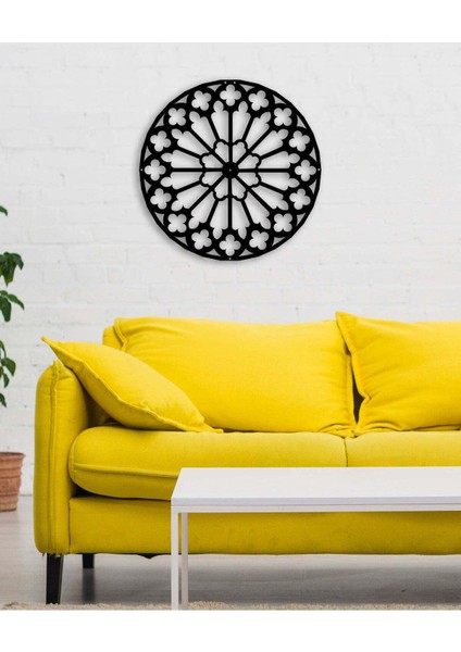- Çiçek Pencere Metal Duvar Tablosu - Ev Duvar Dekorasyonu - 50 X 50 - Cm -Siyah - Deco-112