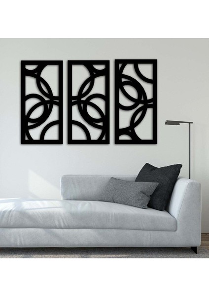 - Puzzle Daireler Metal Duvar Tablosu - Ev Duvar Dekorasyonu - 90 X 180 - Cm -Siyah - Deco-057