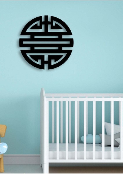 - Shou Symbol - Uzun Yaşam Metal Duvar Tablosu - Ev Duvar Dekorasyonu - 50 X 50 - Cm -Siyah - Deco-075 modelleri