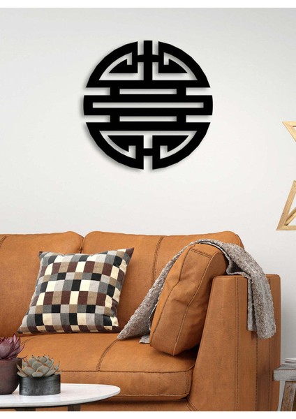 - Shou Symbol - Uzun Yaşam Metal Duvar Tablosu - Ev Duvar Dekorasyonu - 50 X 50 - Cm -Siyah - Deco-075 fırsatları