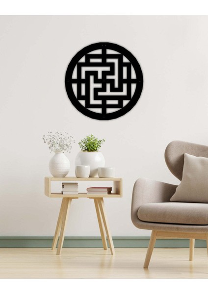 - Hanji Metal Duvar Tablosu - Ev Duvar Dekorasyonu - 60 X 60 - Cm -Siyah - Deco-142
