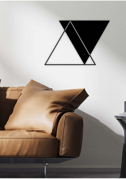 - Balance Of Triangles Metal Duvar Tablosu - Ev Duvar Dekorasyonu - 50 X 34 - Cm -Siyah - Deco-034 fırsatları