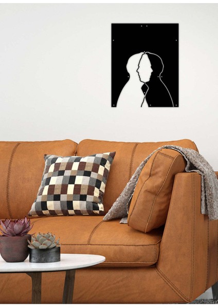 - Positive&Negative Metal Duvar Tablosu - Ev Duvar Dekorasyonu - 40 X 32 - Cm -Siyah - Deco-143