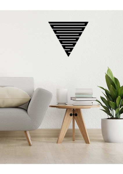 - Çizgili Üçgen Metal Duvar Tablosu - Ev Duvar Dekorasyonu - 50 X 43 - Cm -Siyah - Deco-010 modelleri