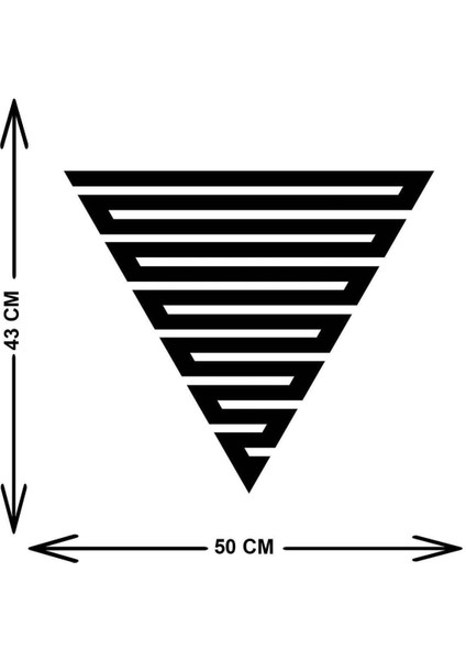 - Çizgili Üçgen Metal Duvar Tablosu - Ev Duvar Dekorasyonu - 50 X 43 - Cm -Siyah - Deco-010 indirimleri