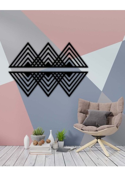 - Metal Mountain Duvar Tablosu - Ev Duvar Dekorasyonu - 100 X 65 - Cm -Siyah - Deco-012