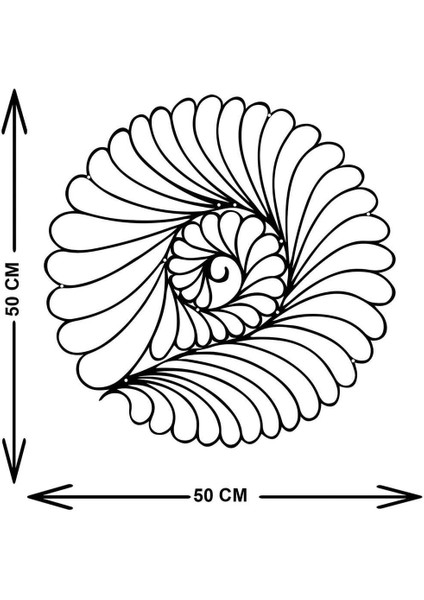 - Shell Flower Metal Duvar Tablosu - Ev Duvar Dekorasyonu - 50 X 50 - Cm -Siyah - Deco-121 indirimleri