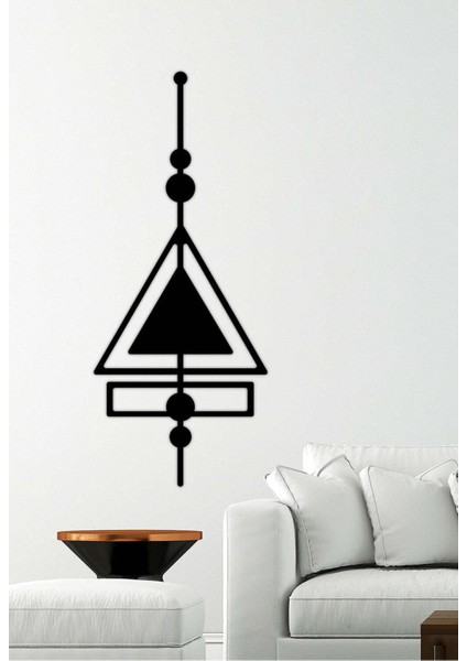 - Tılsım Üçgeni Metal Duvar Tablosu - Ev Duvar Dekorasyonu - 100 X 40 - Cm -Siyah - Deco-179