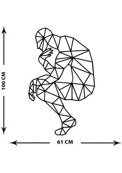 - Düşünen Adam Metal Duvar Tablosu - Ev Duvar Dekorasyonu - 80 X 50 - Cm -Siyah - Deco-181 indirimleri