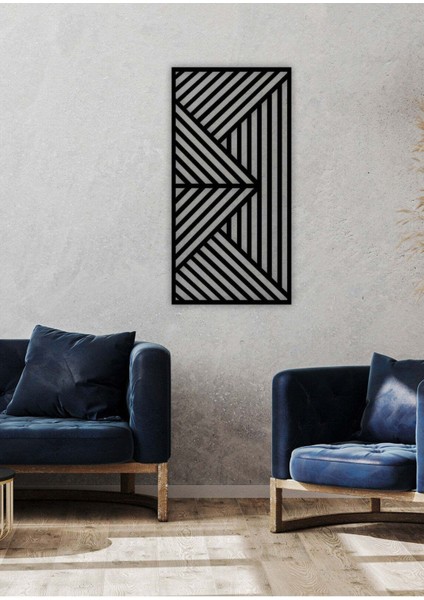 - Line Metal Duvar Tablosu - Ev Duvar Dekorasyonu - 45 X 90 - Cm -Siyah - Deco-003
