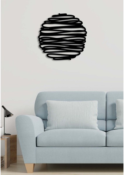 - Line Circle Metal Duvar Tablosu - Ev Duvar Dekorasyonu - 50 X 48 - Cm -Siyah - Deco-068 fırsatları