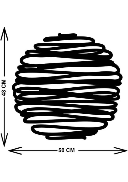 - Line Circle Metal Duvar Tablosu - Ev Duvar Dekorasyonu - 50 X 48 - Cm -Siyah - Deco-068 indirimleri
