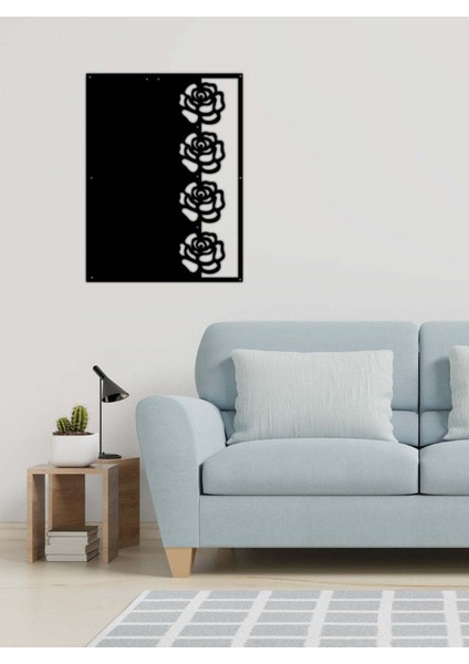 - Gül Dizisi Metal Duvar Tablosu - Ev Duvar Dekorasyonu - 35 X 45 - Cm -Siyah - Deco-134 fırsatları