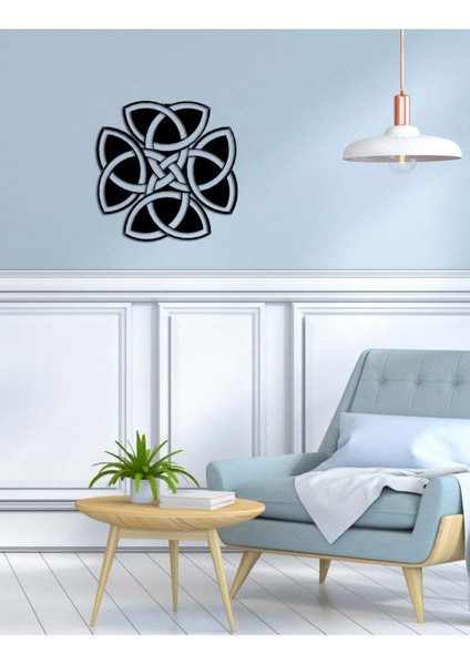 - Triquetra Metal Duvar Tablosu - Ev Duvar Dekorasyonu - 50 X 50 - Cm -Siyah - Deco-117