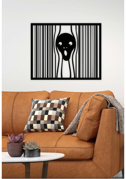 - Line Çığlık Tablo Metal Duvar Tablosu - Ev Duvar Dekorasyonu - 50 X 40 - Cm -Siyah - Deco-169