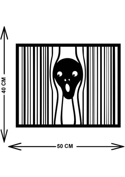 - Line Çığlık Tablo Metal Duvar Tablosu - Ev Duvar Dekorasyonu - 50 X 40 - Cm -Siyah - Deco-169 indirimleri