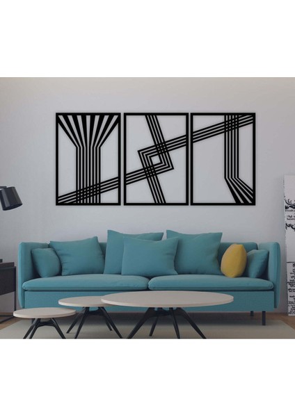 - Geometric Line Metal Duvar Tablosu - Ev Duvar Dekorasyonu - 71 X 150 - Cm -Siyah - Deco-170 modelleri