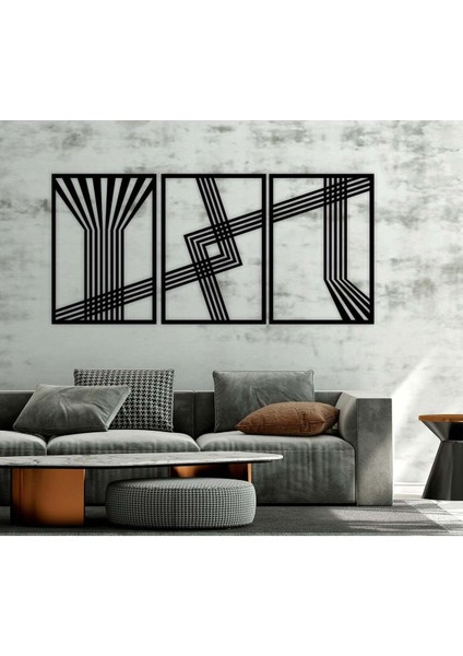- Geometric Line Metal Duvar Tablosu - Ev Duvar Dekorasyonu - 71 X 150 - Cm -Siyah - Deco-170 fırsatları