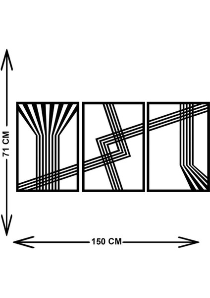 - Geometric Line Metal Duvar Tablosu - Ev Duvar Dekorasyonu - 71 X 150 - Cm -Siyah - Deco-170 indirimleri