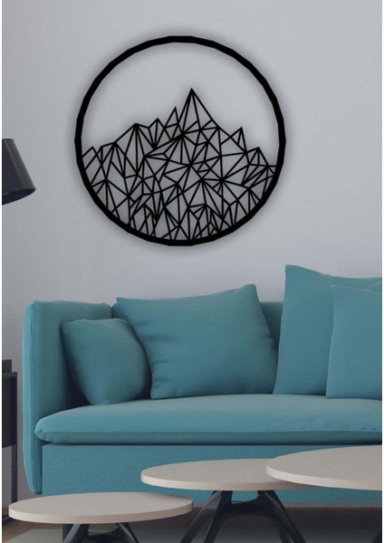 - Circle Mountain Metal Duvar Tablosu - Ev Duvar Dekorasyonu - 60 X 60 - Cm -Siyah - Deco-199 modelleri