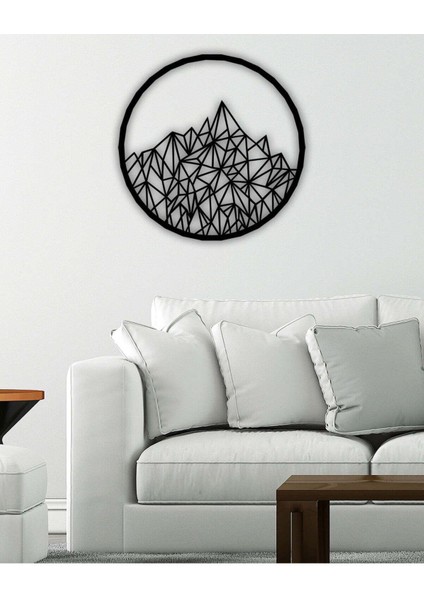 - Circle Mountain Metal Duvar Tablosu - Ev Duvar Dekorasyonu - 60 X 60 - Cm -Siyah - Deco-199 fırsatları