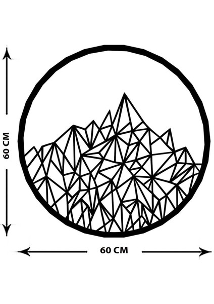 - Circle Mountain Metal Duvar Tablosu - Ev Duvar Dekorasyonu - 60 X 60 - Cm -Siyah - Deco-199 indirimleri