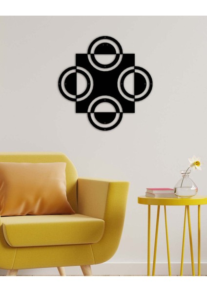 - Kareler Ve Daireler Metal Duvar Tablosu - Ev Duvar Dekorasyonu - 60 X 60 - Cm -Siyah - Deco-131 modelleri