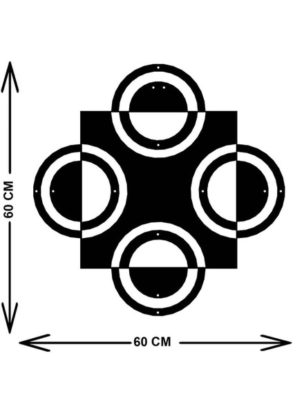 - Kareler Ve Daireler Metal Duvar Tablosu - Ev Duvar Dekorasyonu - 60 X 60 - Cm -Siyah - Deco-131 indirimleri