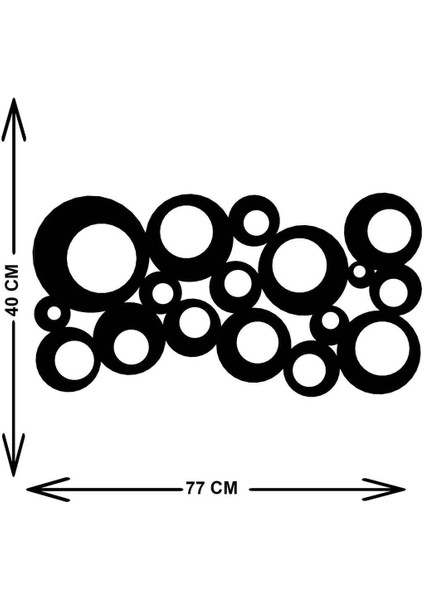 - Mixed Bubbles Metal Duvar Tablosu - Ev Duvar Dekorasyonu - 77 X 40 - Cm -Siyah - Deco-019
