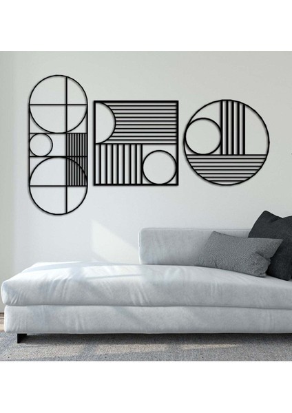 - Living Outline Metal Duvar Tablosu - Ev Duvar Dekorasyonu - 100 X 130 - Cm -Siyah - Deco-047