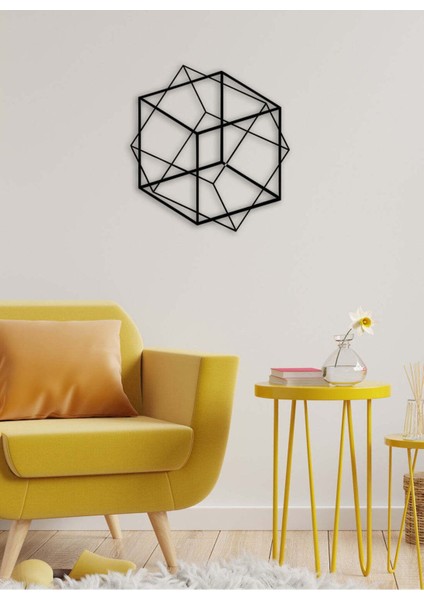 - Iç Içe Geometri Metal Duvar Tablosu - Ev Duvar Dekorasyonu - 50 X 51 - Cm -Siyah - Deco-061