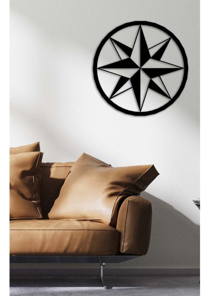 - Pusula Metal Duvar Tablosu - Ev Duvar Dekorasyonu - 60 X 60 - Cm -Siyah - Deco-029