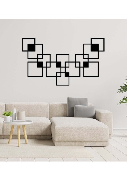 - Artistic Square Metal Duvar Tablosu - Ev Duvar Dekorasyonu - 100 X 55 - Cm -Siyah - Deco-162