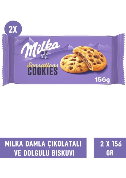 Sensations Choco Cookie Damla Çikolata ve Dolgulu Bisküvi 156 gr - 2 Adet