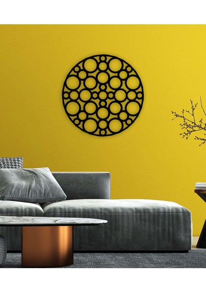 - Bubble Circle Metal Duvar Tablosu - Ev Duvar Dekorasyonu - 60 X 60 - Cm -Siyah - Deco-090
