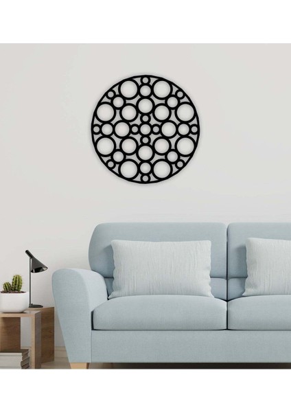 - Bubble Circle Metal Duvar Tablosu - Ev Duvar Dekorasyonu - 60 X 60 - Cm -Siyah - Deco-090 fırsatları