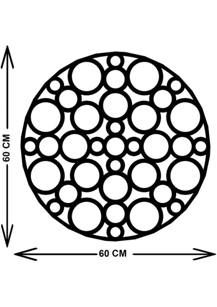 - Bubble Circle Metal Duvar Tablosu - Ev Duvar Dekorasyonu - 60 X 60 - Cm -Siyah - Deco-090 indirimleri