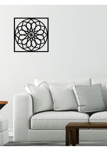 - Geometric Flower Metal Duvar Tablosu - Ev Duvar Dekorasyonu - 50 X 50 - Cm -Siyah - Deco-051 fiyatları