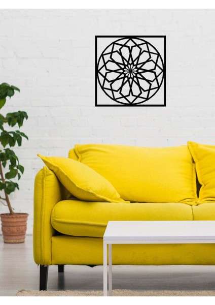 - Geometric Flower Metal Duvar Tablosu - Ev Duvar Dekorasyonu - 50 X 50 - Cm -Siyah - Deco-051 modelleri