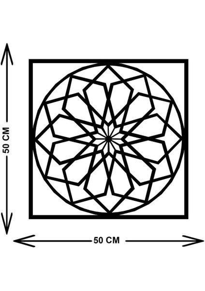 - Geometric Flower Metal Duvar Tablosu - Ev Duvar Dekorasyonu - 50 X 50 - Cm -Siyah - Deco-051 indirimleri