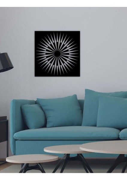 - Illusion Sun Metal Duvar Tablosu - Ev Duvar Dekorasyonu - 60 X 60 - Cm -Siyah - Deco-182