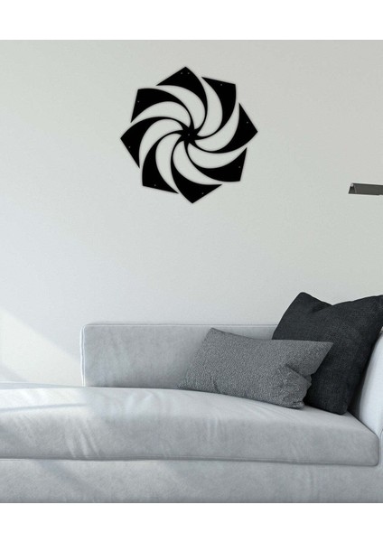 - Döngüsel Mandala Metal Duvar Tablosu - Ev Duvar Dekorasyonu - 50 X 50 - Cm -Siyah - Deco-146