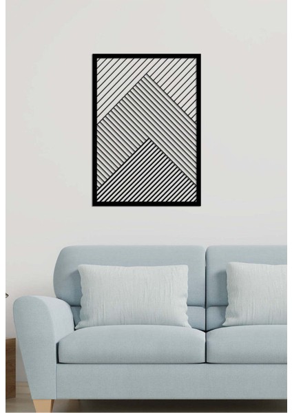 - Geometric Line Metal Duvar Tablosu - Ev Duvar Dekorasyonu - 70 X 50 - Cm -Siyah - Deco-155 fiyatları