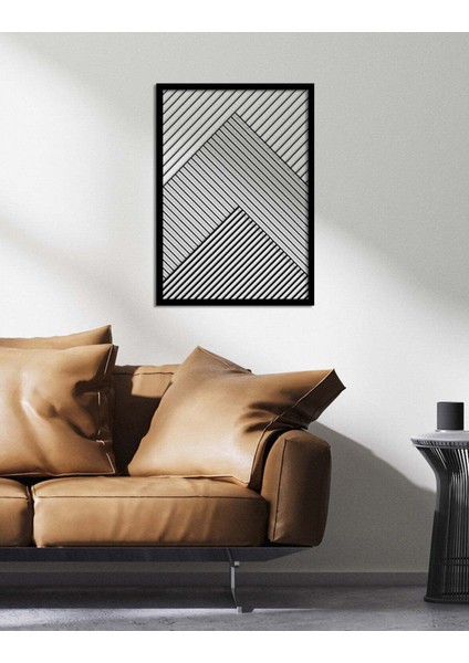 - Geometric Line Metal Duvar Tablosu - Ev Duvar Dekorasyonu - 70 X 50 - Cm -Siyah - Deco-155 modelleri