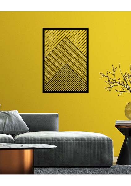 - Geometric Line Metal Duvar Tablosu - Ev Duvar Dekorasyonu - 70 X 50 - Cm -Siyah - Deco-155 fırsatları