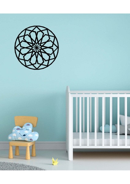 - Geometric Flower Metal Duvar Tablosu - Ev Duvar Dekorasyonu - 50 X 50 - Cm -Siyah - Deco-050 fiyatları
